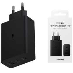 Alimentatore 65W Trio Fast Charge (Blister - 2x Type-C/USB - Nero)