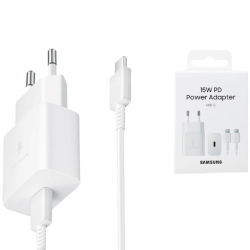 Kit Alimentatore 15W + Cavo dati (Blister - Type-C/Type-C - Bianco)